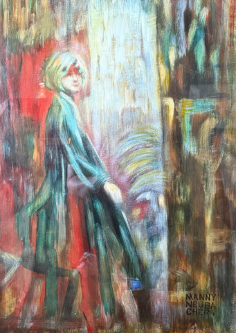 MANNY NEUBACHER "UNTITLED (WOMAN AT RAIL)" UNDATED