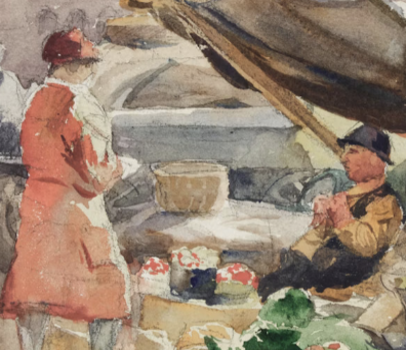 FREDERICK A. FRASER "UNTITLED (MARKET DAY)" c. 1930