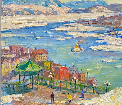 GEORGE ALFRED PAGINTON "VIEW FROM QUEBEC TOWARDS THE ISLAND"