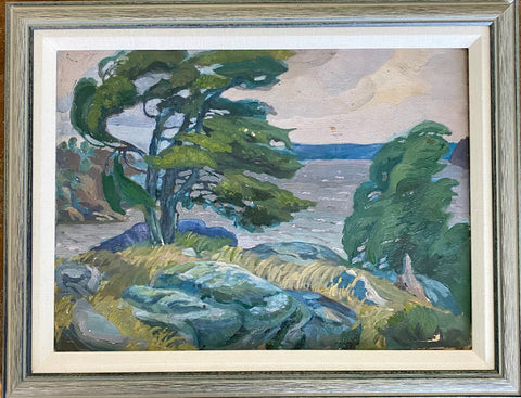 FREDERICK A. FRASER "GULL LAKE (TREE AND SUNSET)" 1943