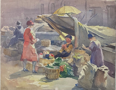 Market Day Toronto, watercolour by Frederick Fraser