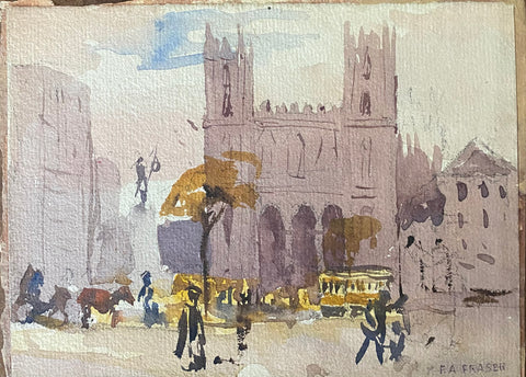 Montreal Place d'Armes, watercolour by Frederick A. Fraser