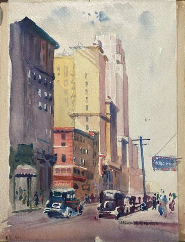 Toronto's King Street, watercolour by F.A. Fraser