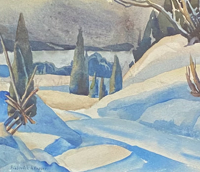 FREDERICK A. FRASER "WINTER SNOWY ROAD" c.1940