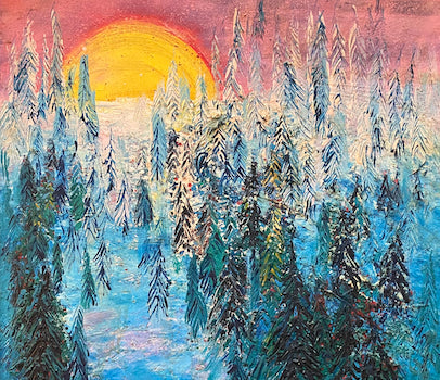Winter Sunset, Sami Suomalainen, oil on canvas